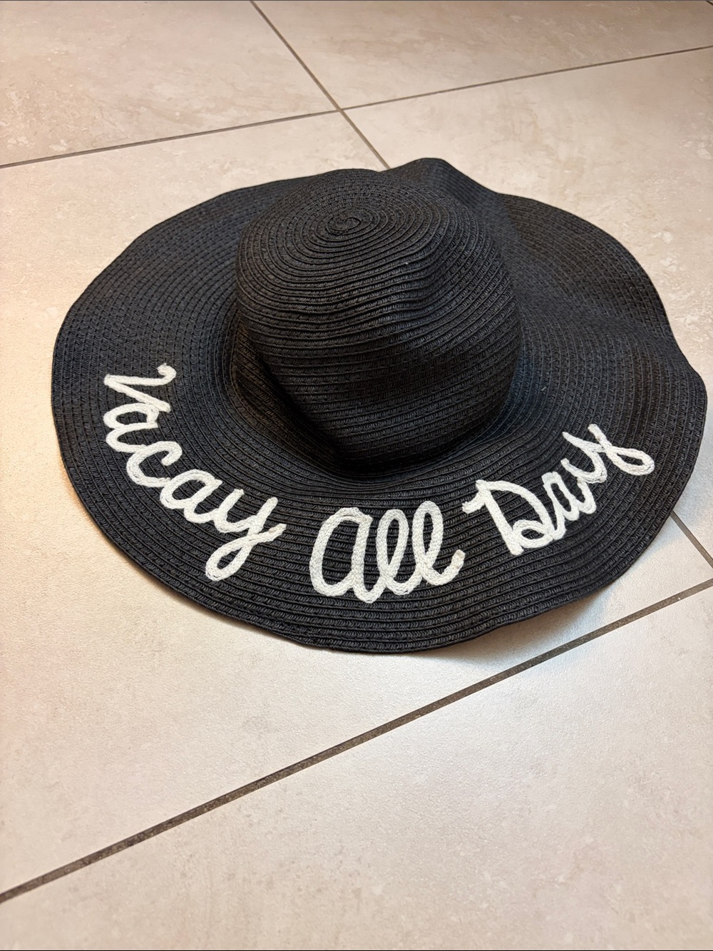 Black Wide-Brim Sun Hat Vacay all day